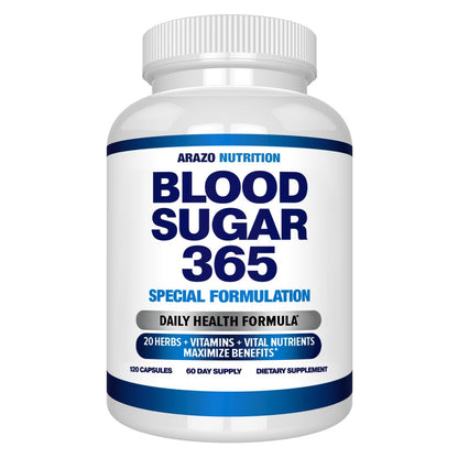 Arazo Nutrition Blood Sugar 365 – Nahrungsergänzungsmittel zur Unterstützung eines gesunden Energiehaushalts – 120 pflanzliche Kapseln – 60-Tage-Vorrat