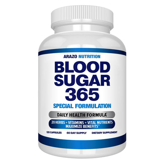 Arazo Nutrition Blood Sugar 365 – Nahrungsergänzungsmittel zur Unterstützung eines gesunden Energiehaushalts – 120 pflanzliche Kapseln – 60-Tage-Vorrat