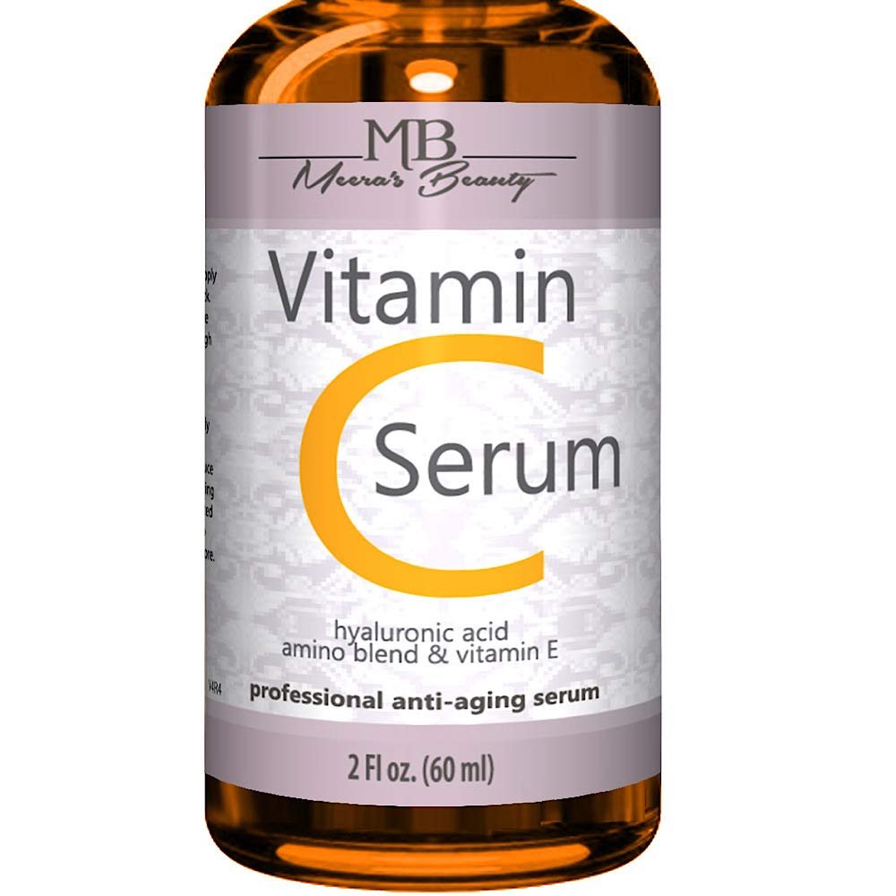 Doppelte Größe (60 ml) Reines Vitamin C Serum für das Gesicht mit Hyaluronsäure – Anti-Falten, Anti-Aging, dunkle Augenringe, Altersflecken, Porenreiniger, Aknenarben, organische vegane Inhaltsstoffe