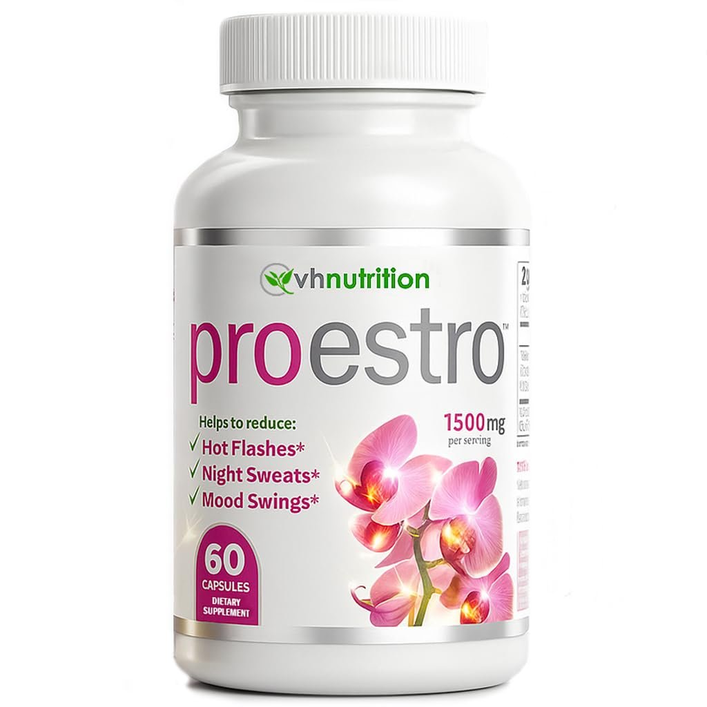 VH Nutrition PROESTRO | Östrogen-Unterstützung* für Frauen | Extra starke Hormonbalance* für Sie | 60 Kapseln in leicht zu schluckenden Pillen