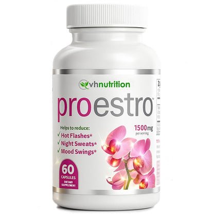 VH Nutrition PROESTRO | Östrogen-Unterstützung* für Frauen | Extra starke Hormonbalance* für Sie | 60 Kapseln in leicht zu schluckenden Pillen