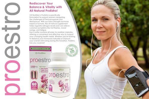 VH Nutrition PROESTRO | Östrogen-Unterstützung* für Frauen | Extra starke Hormonbalance* für Sie | 60 Kapseln in leicht zu schluckenden Pillen