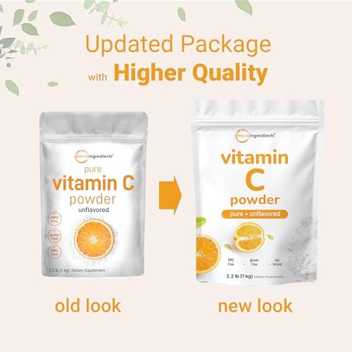 Micro Ingredients Reines Vitamin C Pulver, 2,2 Pfund (1 kg) | Ungeschmackvolles Ascorbinsäure-Präparat | Vitamine für Frauen und Männer | Nicht-GVO, glutenfrei