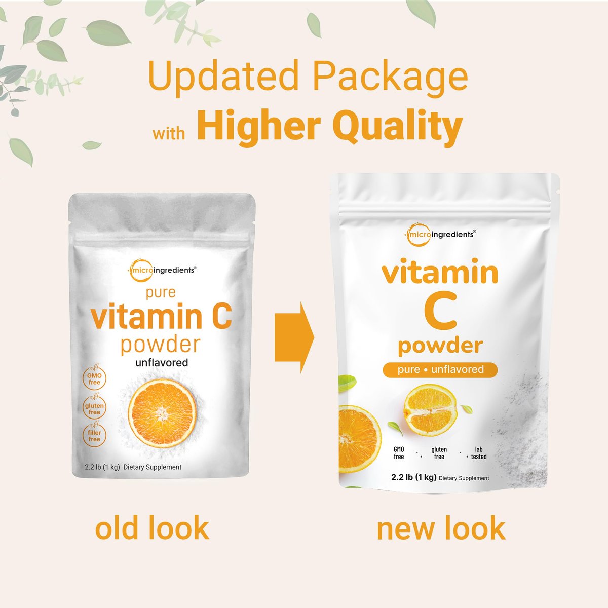 Micro Ingredients Reines Vitamin C Pulver, 2,2 Pfund (1 kg) | Ungeschmackvolles Ascorbinsäure-Präparat | Vitamine für Frauen und Männer | Nicht-GVO, glutenfrei