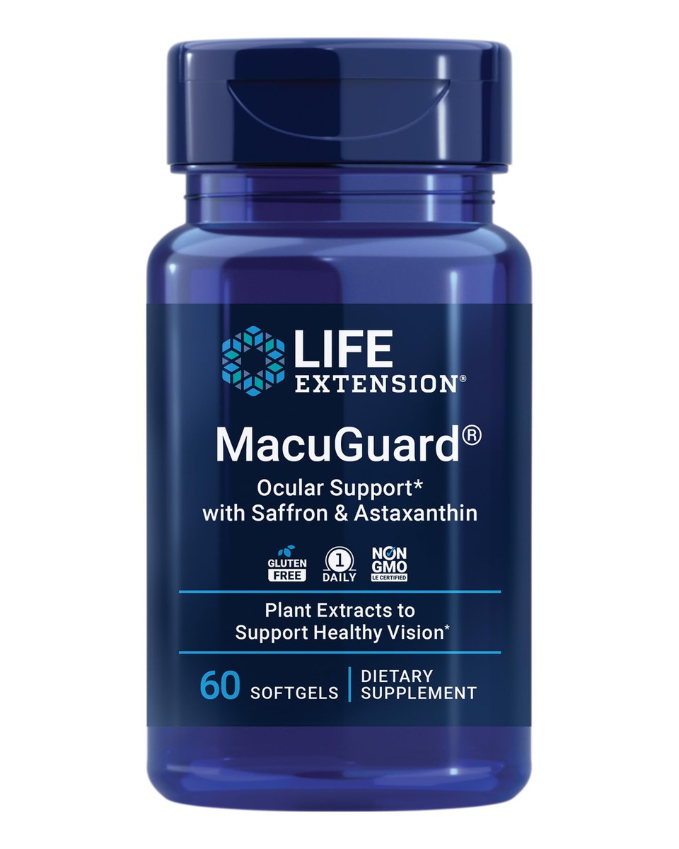 Life Extension MacuGuard Augenunterstützung mit Safran & Astaxanthin – Nahrungsergänzungsmittel für gesundes Sehen – mit Lutein, Zeaxanthin, Meso-Zeaxanthin – Glutenfrei, Nicht-GVO – 60 Weichkapseln