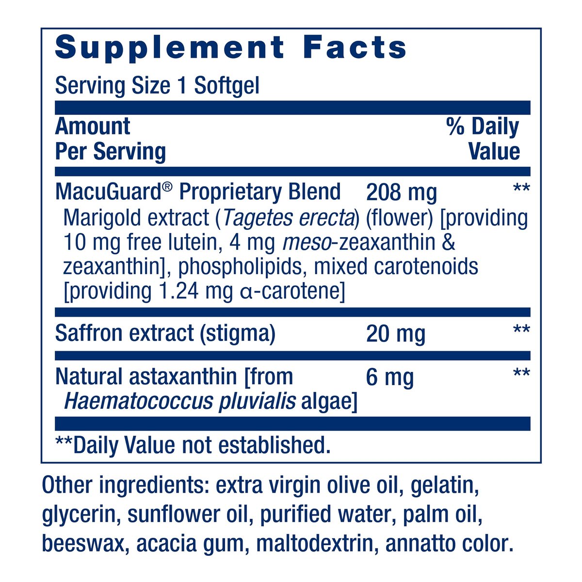 Life Extension MacuGuard Augenunterstützung mit Safran & Astaxanthin – Nahrungsergänzungsmittel für gesundes Sehen – mit Lutein, Zeaxanthin, Meso-Zeaxanthin – Glutenfrei, Nicht-GVO – 60 Weichkapseln