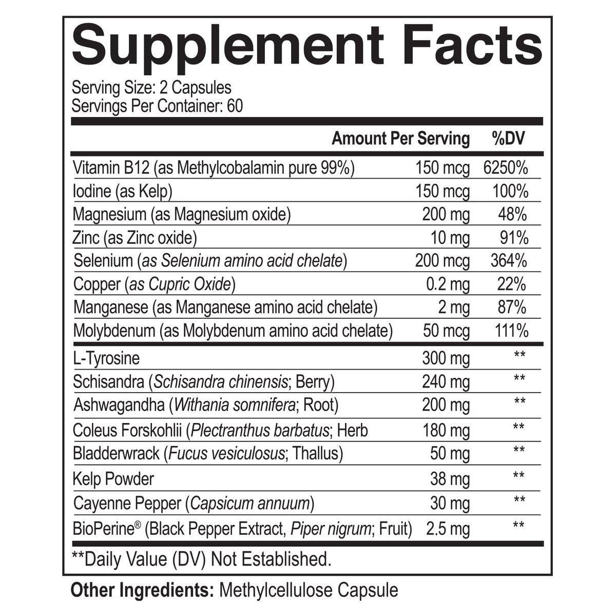 NutriFlair Thyroid Support Complex, 120 Kapseln – mit Jod, schwarzem Pfeffer, Ashwagandha, Vitamin B12 – Schilddrüsenpräparat für Frauen und Männer