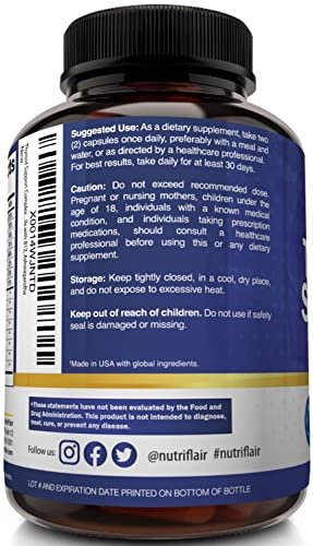 NutriFlair Thyroid Support Complex, 120 Kapseln – mit Jod, schwarzem Pfeffer, Ashwagandha, Vitamin B12 – Schilddrüsenpräparat für Frauen und Männer