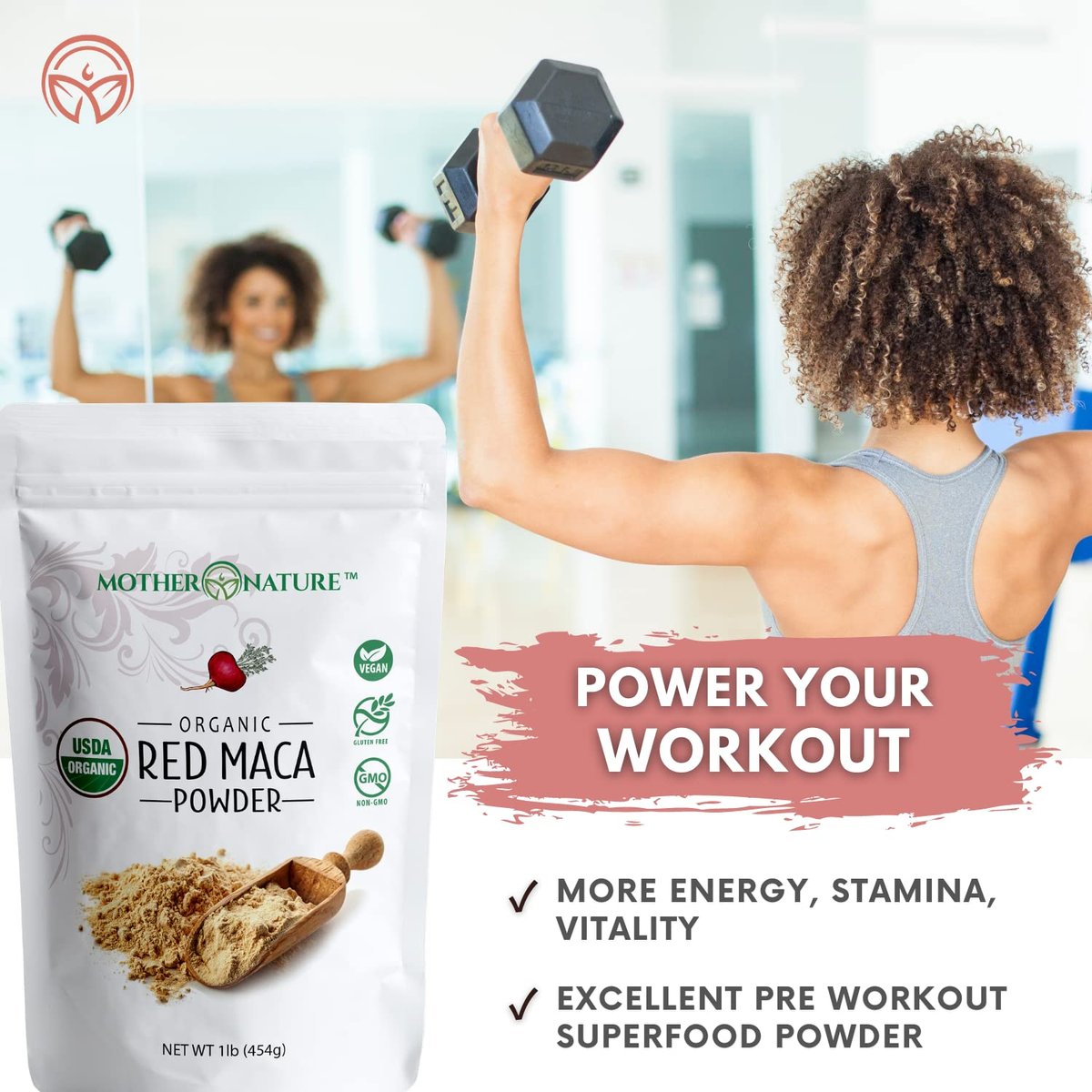 Rote Maca-Wurzelpulver, 454 g – Bio, roh, peruanisches Superfood für Frauen, USDA-zertifiziert, nicht gentechnisch verändert, vegan – Unterstützt Energie, Stimmung und Hormonhaushalt – glutenfrei