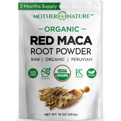 Rote Maca-Wurzelpulver, 454 g – Bio, roh, peruanisches Superfood für Frauen, USDA-zertifiziert, nicht gentechnisch verändert, vegan – Unterstützt Energie, Stimmung und Hormonhaushalt – glutenfrei
