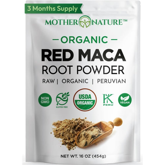 Rote Maca-Wurzelpulver, 454 g – Bio, roh, peruanisches Superfood für Frauen, USDA-zertifiziert, nicht gentechnisch verändert, vegan – Unterstützt Energie, Stimmung und Hormonhaushalt – glutenfrei