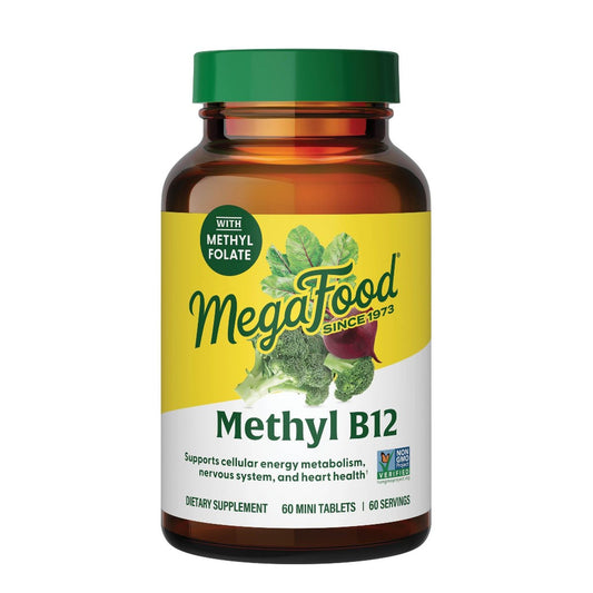MegaFood Methyl B12 – Vegan – mit Methylfolat, Vitamin B12 & B6 – unterstützt die zelluläre Energieproduktion, die Gesundheit des Nervensystems und die Herz-Kreislauf-Funktion – 60 Tabletten