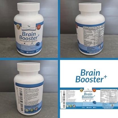 40-in-1 Brain Booster Nahrungsergänzungsmittel für Fokus, Gedächtnis, Klarheit, Energie | Fortschrittliche Vitamine plus eBook | für Männer & Frauen, Kognitive Funktion Nootropikum mit DMAE, Geist-Gesundheitsformel | 60 Kapseln