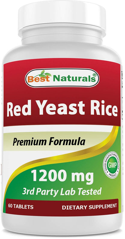 Best Naturals Rote Hefe Reis 1200 mg – 60 Tabletten (Citrinin-frei)