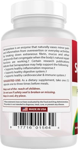 Best Naturals Serrapeptase 40.000 SPUs – 90 Kapseln, Hochdosiertes Verdauungsenzym