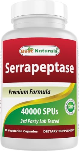 Best Naturals Serrapeptase 40.000 SPUs – 90 Kapseln, Hochdosiertes Verdauungsenzym