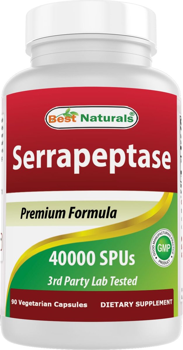 Best Naturals Serrapeptase 40.000 SPUs – 90 Kapseln, Hochdosiertes Verdauungsenzym