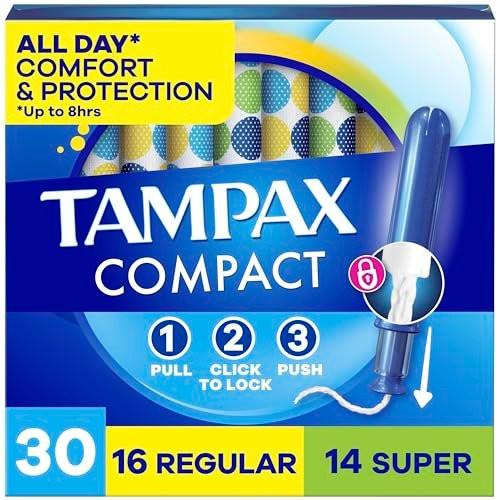Tampax Compact Pearl Tampons Multipack mit LeakGuard-Braid & ausziehbarer Applikator, Regular/Super, 30 Stück