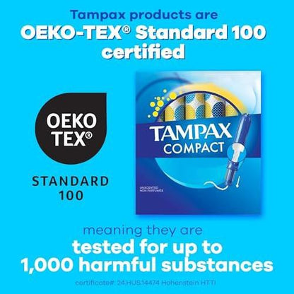 Tampax Compact Pearl Tampons Multipack mit LeakGuard-Braid & ausziehbarer Applikator, Regular/Super, 30 Stück