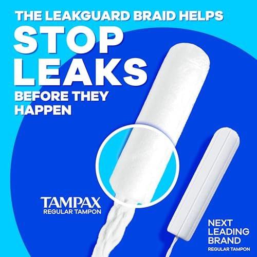 Tampax Compact Pearl Tampons Multipack mit LeakGuard-Braid & ausziehbarer Applikator, Regular/Super, 30 Stück