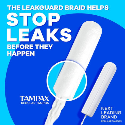 Tampax Compact Pearl Tampons Multipack mit LeakGuard-Braid & ausziehbarer Applikator, Regular/Super, 30 Stück