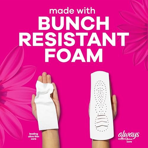 Always Radiant Damenbinden für Frauen, FlexFoam Binden mit Flügeln, Größe 1, Saugstärke Normal, leicht parfümiert, 90 Stück (3 Packungen à 30)