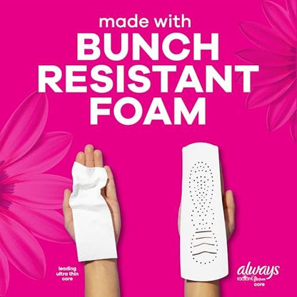 Always Radiant Damenbinden für Frauen, FlexFoam Binden mit Flügeln, Größe 1, Saugstärke Normal, leicht parfümiert, 90 Stück (3 Packungen à 30)