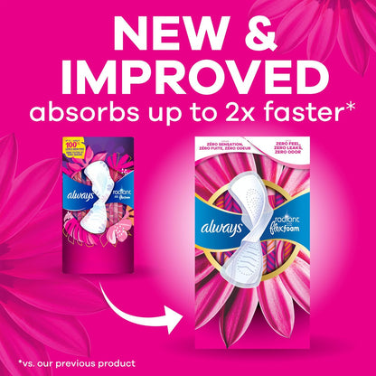 Always Radiant Damenbinden für Frauen, FlexFoam Binden mit Flügeln, Größe 1, Saugstärke Normal, leicht parfümiert, 90 Stück (3 Packungen à 30)