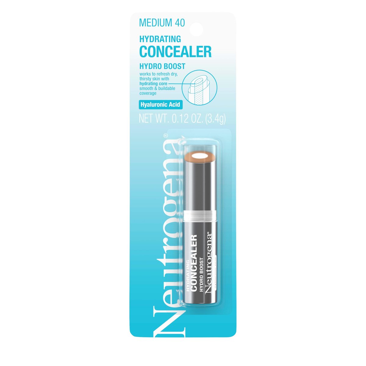 Neutrogena Hydro Boost Hydrating Concealer Stick 40 Medium – Feuchtigkeitsspendender Concealer mit Hyaluronsäure