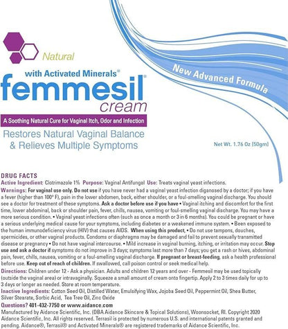 Femmesil Pilzinfektion Behandlung für Frauen mit Clotrimazol, Antimykotische Vaginalcreme zur Linderung von Juckreiz, Brennen und Unbehagen, 48 g Tube