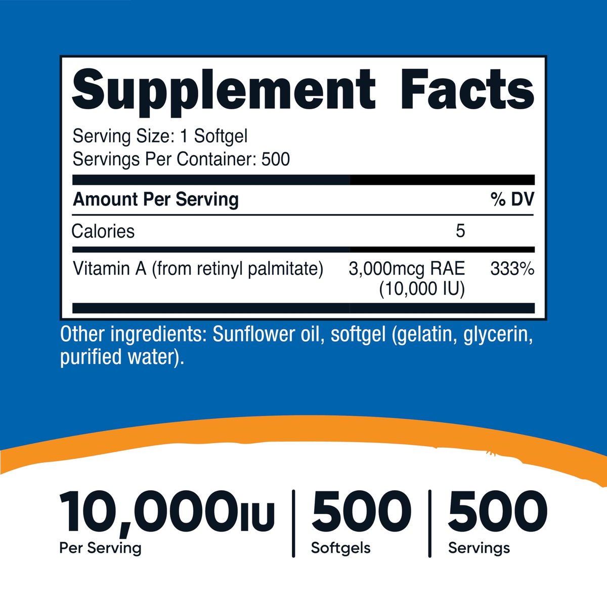 Nutricost Vitamin A 10.000 IE – 500 Weichkapseln, Hochdosiertes Nahrungsergänzungsmittel