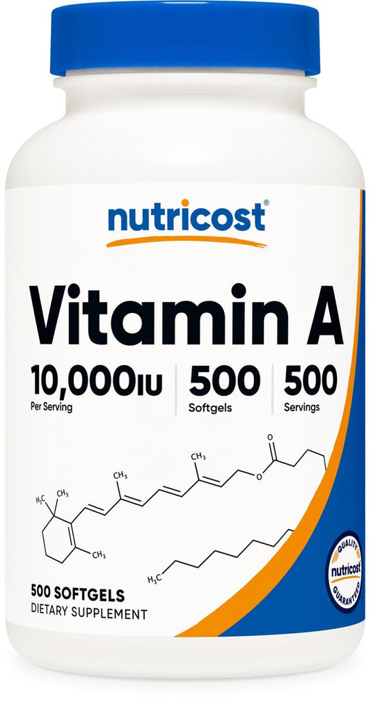 Nutricost Vitamin A 10.000 IE – 500 Weichkapseln, Hochdosiertes Nahrungsergänzungsmittel