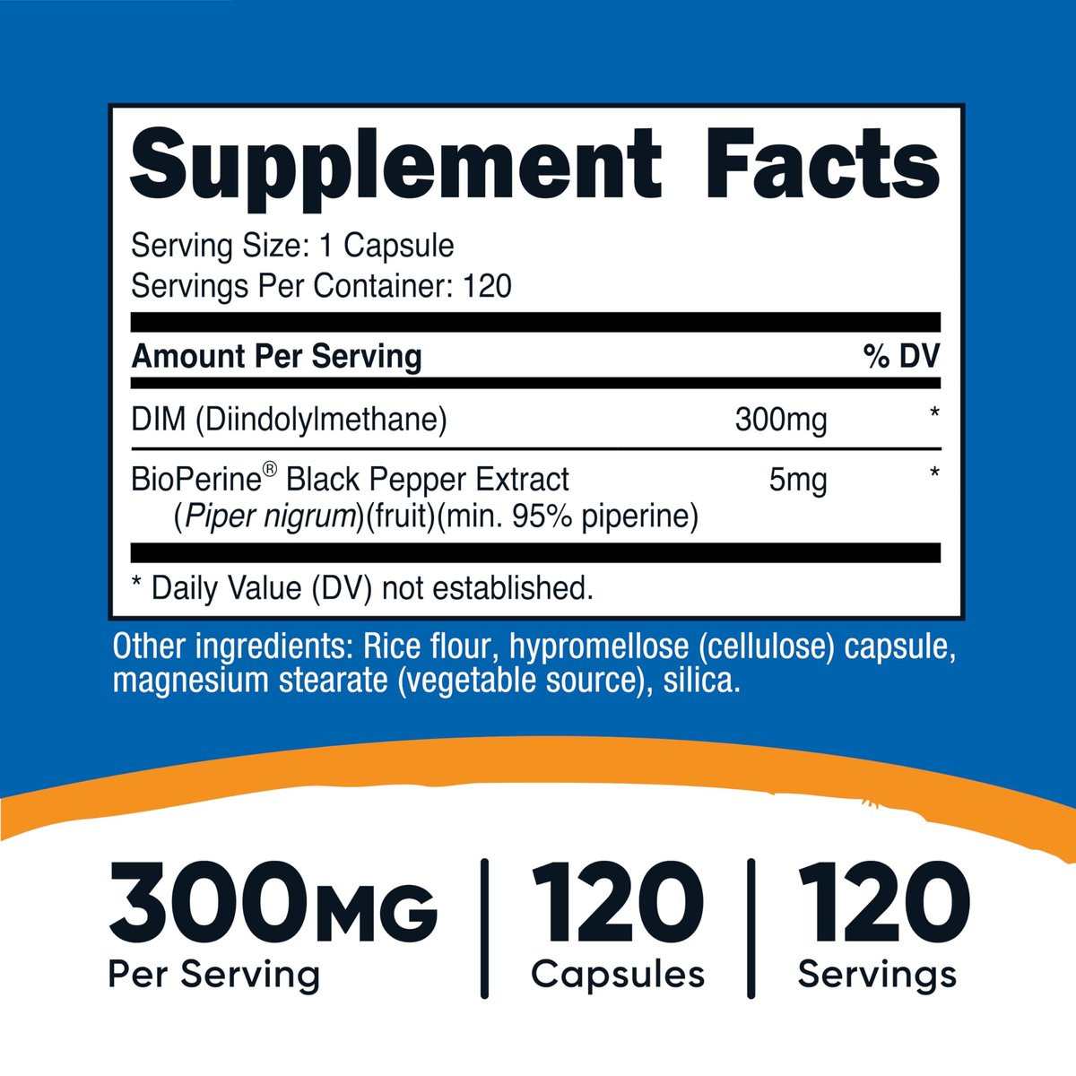 Nutricost DIM (Diindolylmethan) Plus BioPerin 300 mg, 120 vegane Kapseln – bis zu 4 Monate Versorgung, Maximalstärke DIM Nahrungsergänzungsmittel