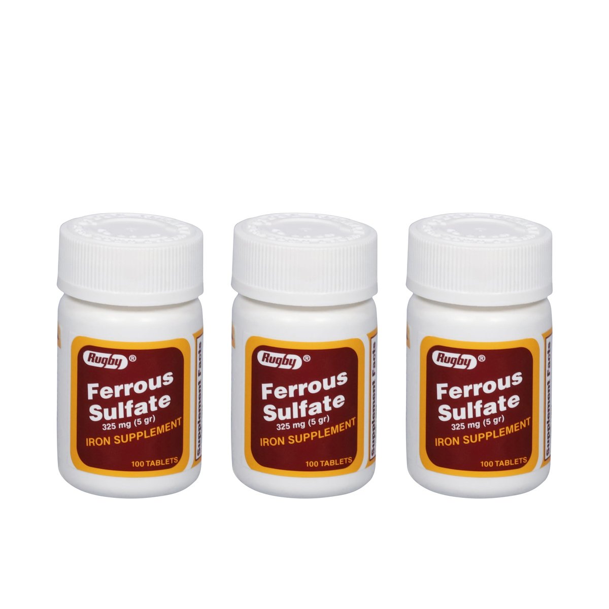 Rugby Ferrous Sulfat 325 mg Tabletten – Eisenpräparat für Frauen und Männer – 100 Stück (3er-Pack)
