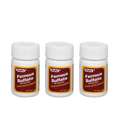 Rugby Ferrous Sulfat 325 mg Tabletten – Eisenpräparat für Frauen und Männer – 100 Stück (3er-Pack)