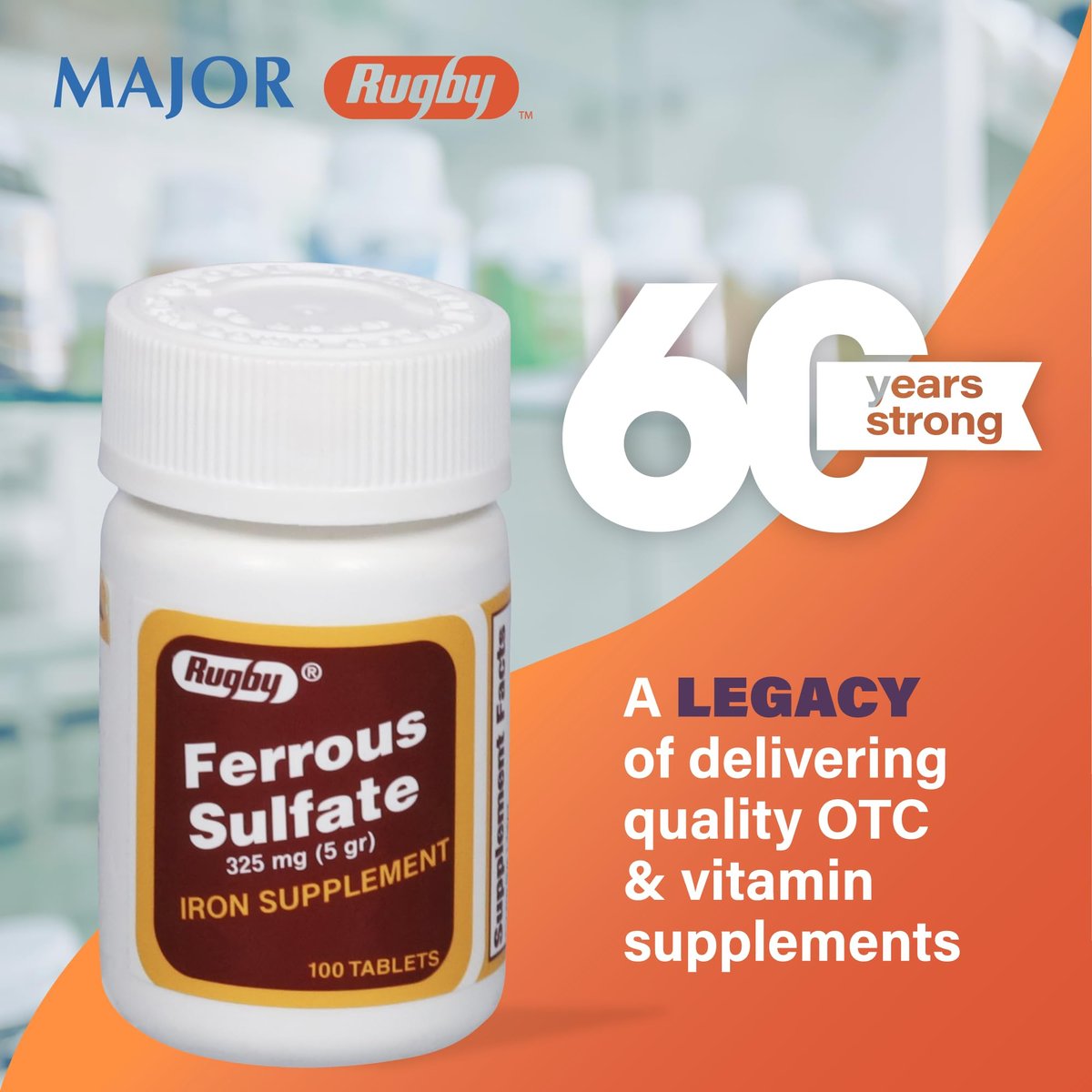 Rugby Ferrous Sulfat 325 mg Tabletten – Eisenpräparat für Frauen und Männer – 100 Stück (3er-Pack)