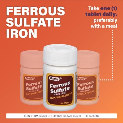 Rugby Ferrous Sulfat 325 mg Tabletten – Eisenpräparat für Frauen und Männer – 100 Stück (3er-Pack)