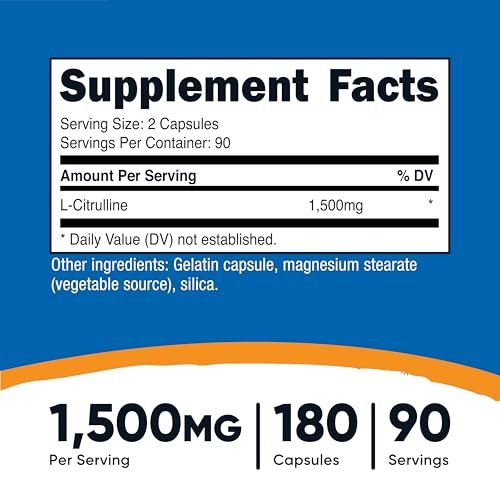 Nutricost L-Citrullin 1500mg, 180 Kapseln - 750mg pro Kapsel, Glutenfrei, Nicht-GVO