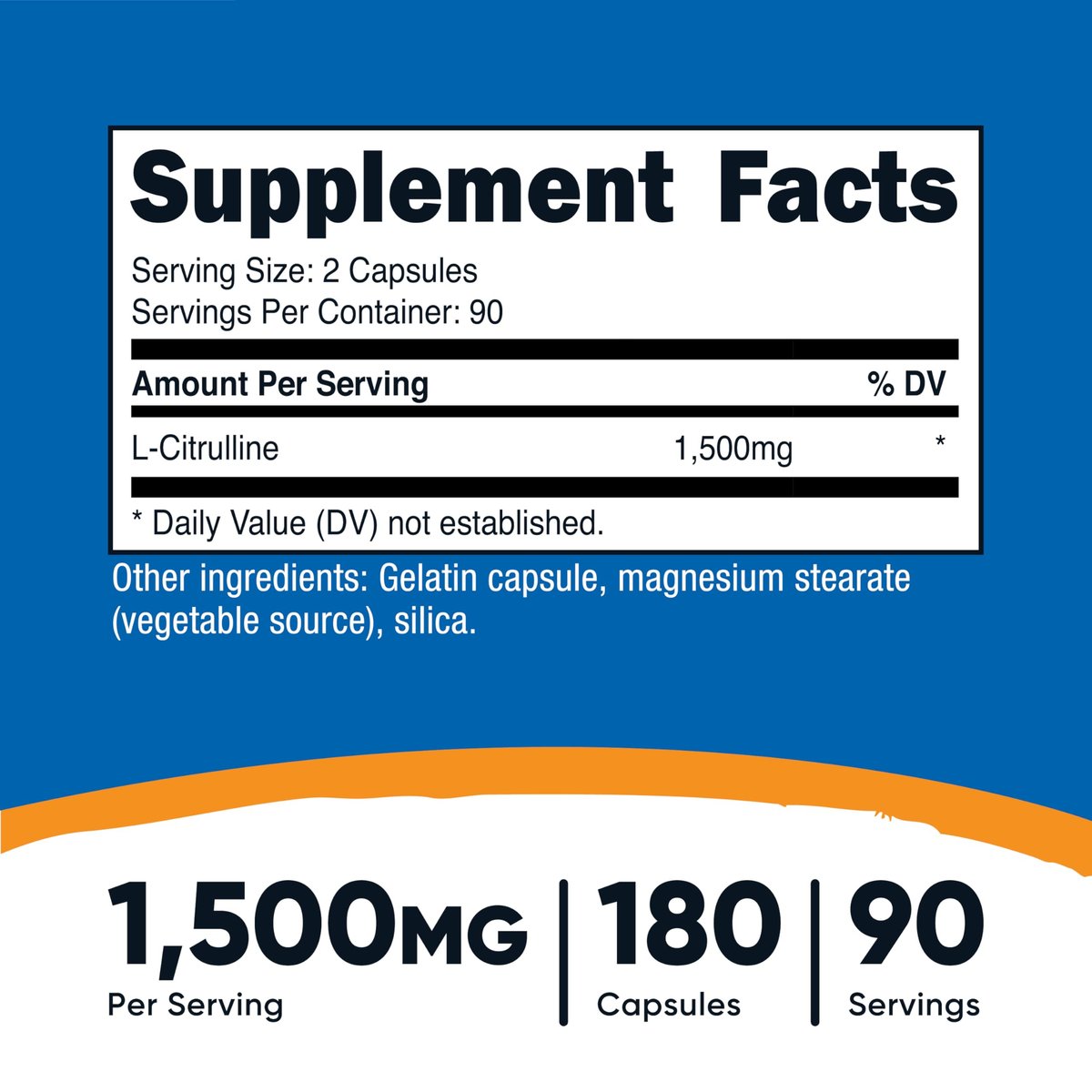 Nutricost L-Citrullin 1500mg, 180 Kapseln - 750mg pro Kapsel, Glutenfrei, Nicht-GVO