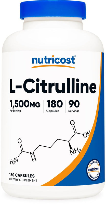 Nutricost L-Citrullin 1500mg, 180 Kapseln - 750mg pro Kapsel, Glutenfrei, Nicht-GVO