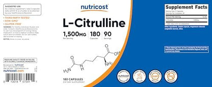 Nutricost L-Citrullin 1500mg, 180 Kapseln - 750mg pro Kapsel, Glutenfrei, Nicht-GVO