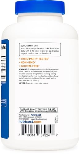 Nutricost Glucomannan 1.800 mg pro Portion, 180 Kapseln – natürliche Ballaststoffquelle, Non-GMO, glutenfrei