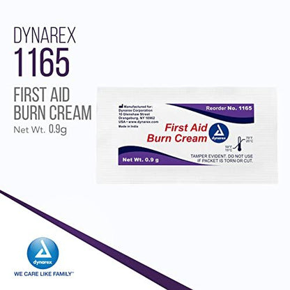 Dynarex Erste-Hilfe-Brandcreme – Brandsalbe für kleine Schnitte, Wunden und Verbrennungen – Einzeldosis-Wasserbasis mit Benzalkoniumchlorid – für medizinische und häusliche Pflege – 0,9 g Beutel, Packung mit 144