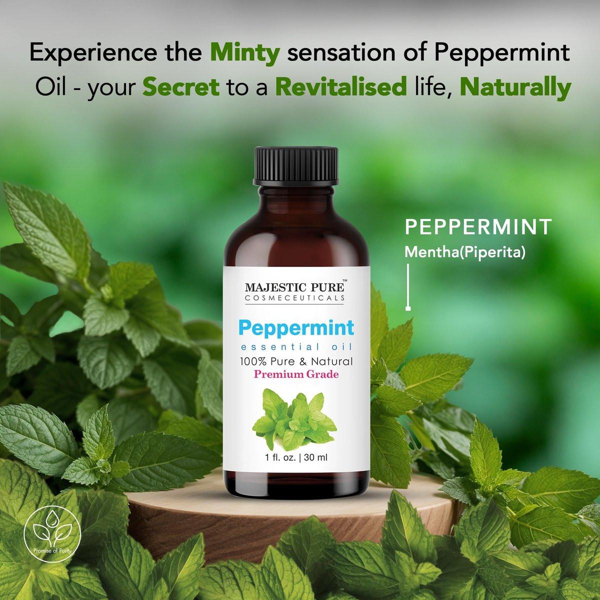 Majestic Pure Pfefferminzöl 100% rein und natürlich – 30 ml mit Glas-Dropper für Diffuser, Aromatherapie, Seifen- und Kerzenherstellung