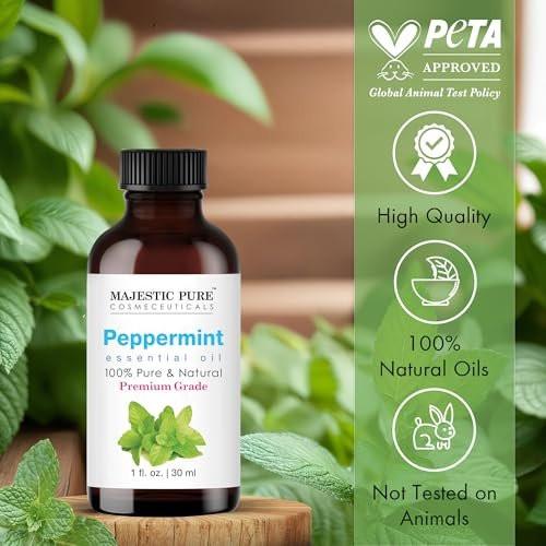 Majestic Pure Pfefferminzöl 100% rein und natürlich – 30 ml mit Glas-Dropper für Diffuser, Aromatherapie, Seifen- und Kerzenherstellung