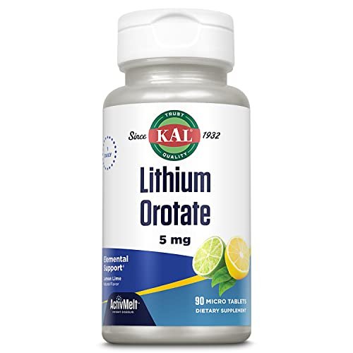 KAL Lithium Orotat ActivMelt 5 mg – Chelatiertes Lithium für optimale Absorption & Bioverfügbarkeit, Unterstützung gesunder Stimmung, natürlicher Limetten-Zitronen-Geschmack, 90 Mikro-Tabletten