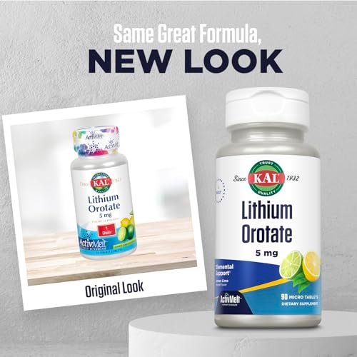 KAL Lithium Orotat ActivMelt 5 mg – Chelatiertes Lithium für optimale Absorption & Bioverfügbarkeit, Unterstützung gesunder Stimmung, natürlicher Limetten-Zitronen-Geschmack, 90 Mikro-Tabletten