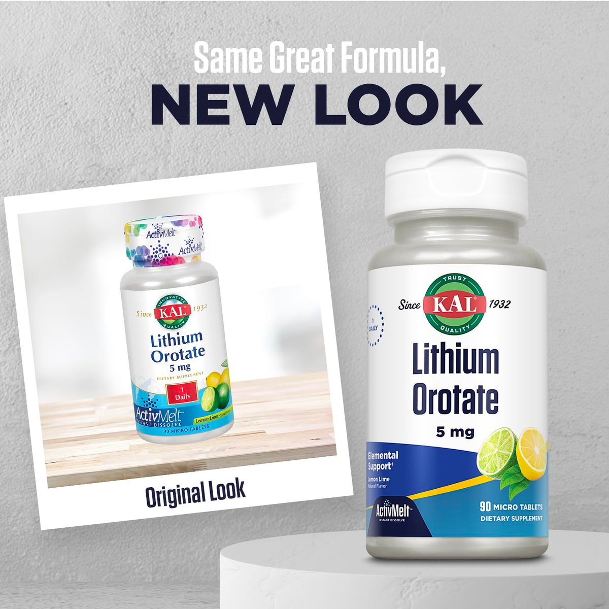 KAL Lithium Orotat ActivMelt 5 mg – Chelatiertes Lithium für optimale Absorption & Bioverfügbarkeit, Unterstützung gesunder Stimmung, natürlicher Limetten-Zitronen-Geschmack, 90 Mikro-Tabletten