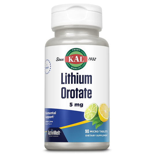 KAL Lithium Orotat ActivMelt 5 mg – Chelatiertes Lithium für optimale Absorption & Bioverfügbarkeit, Unterstützung gesunder Stimmung, natürlicher Limetten-Zitronen-Geschmack, 90 Mikro-Tabletten