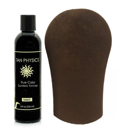 Tan Physics Sunless Tanner 8oz mit Bräunungshandschuh – Selbstbräunungslotion – Sofortbräune für Gesicht & Körper – Natürlicher Selbstbräuner für eine streifenfreie, langanhaltende Bräune